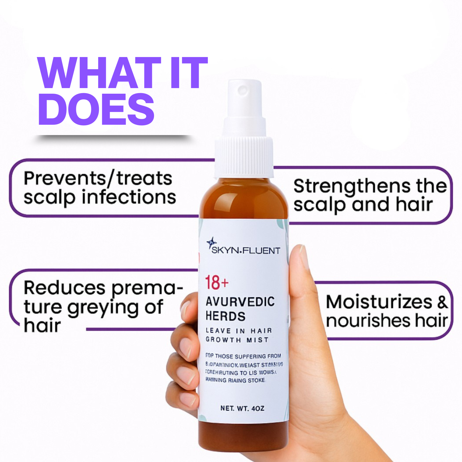 18 Ayurvedic Hair Growth Mist – Daily Scalp & Hair Hydration Spray