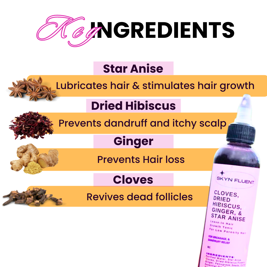 Low Porosity Leave-In Dried Hibiscus, Cloves, Hair Tonic