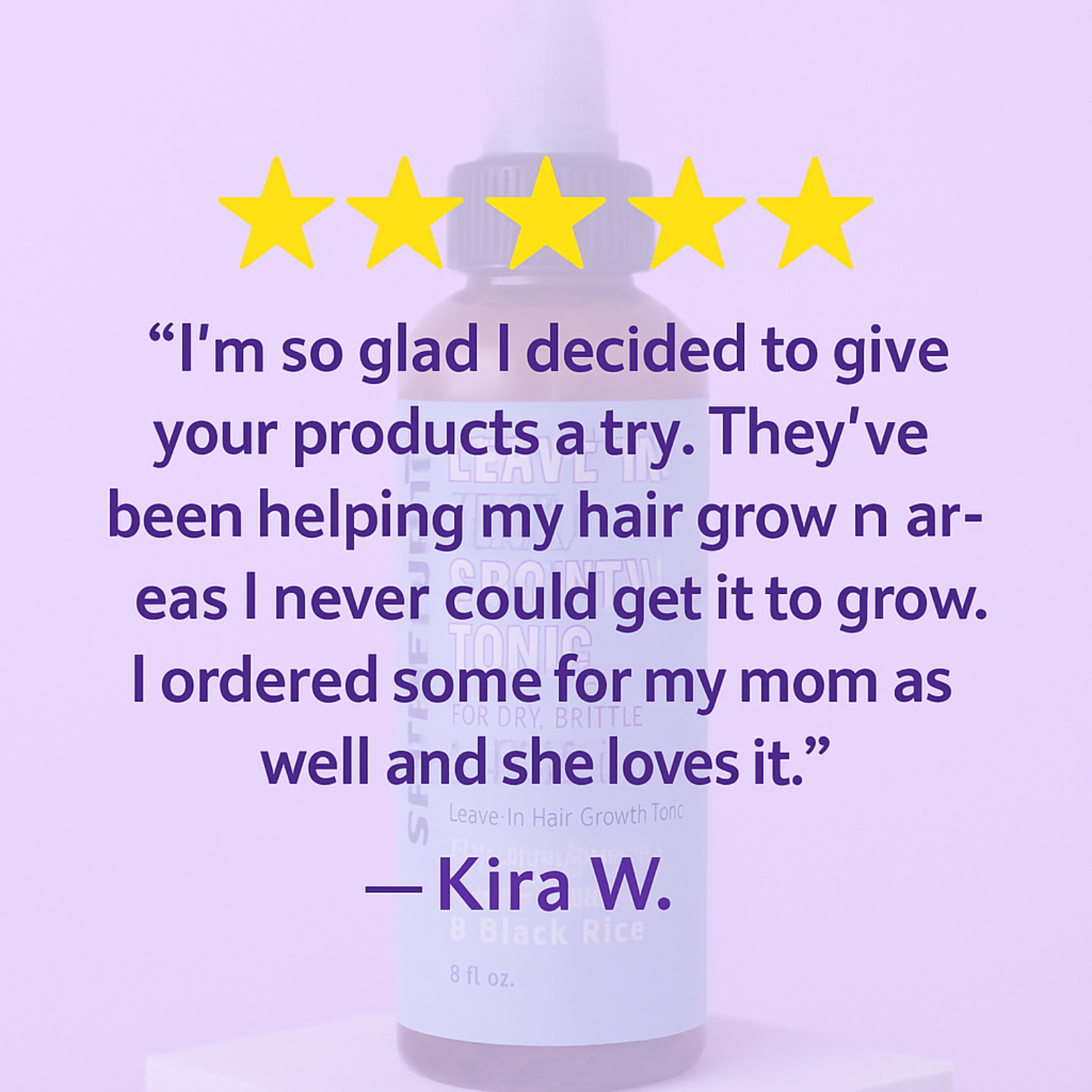 Five-star customer review praising Skyn Fluent High Porosity Protein Pack for helping hair grow in areas that previously would not grow.