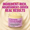 Skynfluent Crown Repair Pomade with text overlay – ingredient-rich, nourishment-driven formula for real hair results.