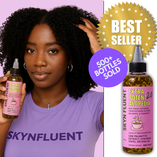 Skynfluent Extra Potent Alopecia Hair Growth Tonic – best seller with over 500 bottles sold, promoting thicker, healthier hair regrowth.